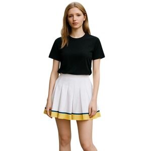 Lily's Beverly Hills 80's Pleated Mini Skirt White Yellow Tennis Cheerleader 10